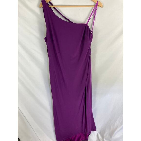 Ieena for Mac Duggal One Shoulder Jersey Sheath Gown in Purple Size Medium - Picture 4 of 7